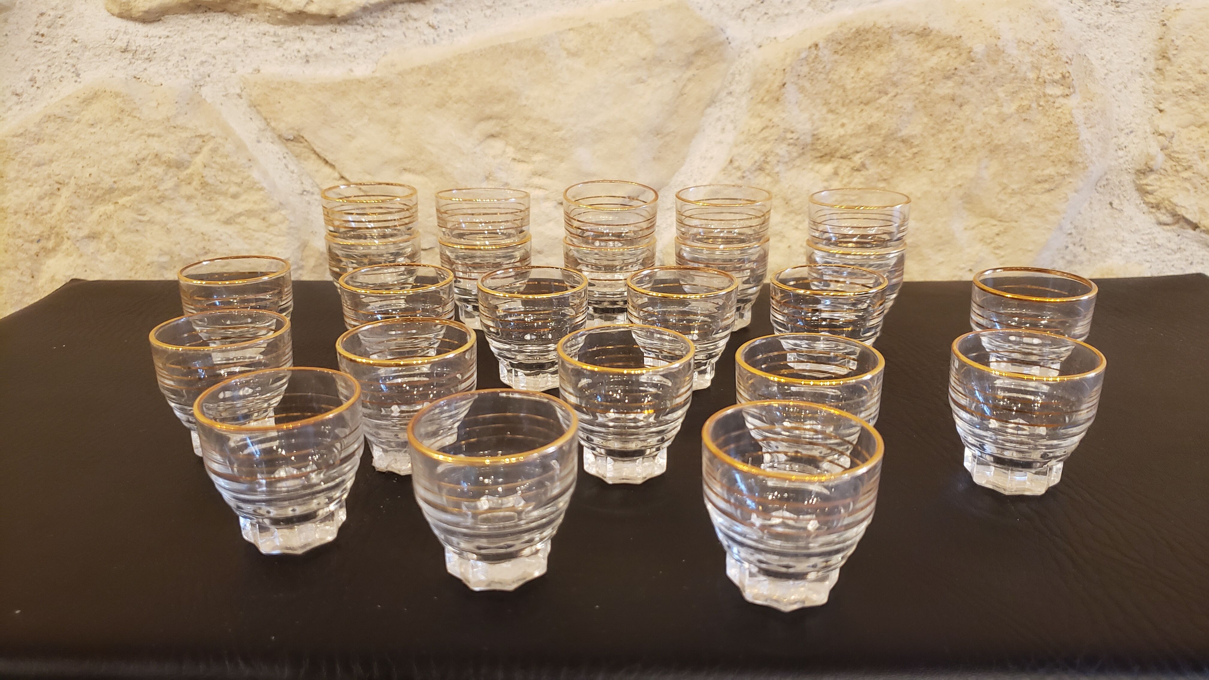 Set of 24 star foot liqueur glasses