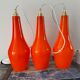 Set of three new electrified orange vintage pendant lamps