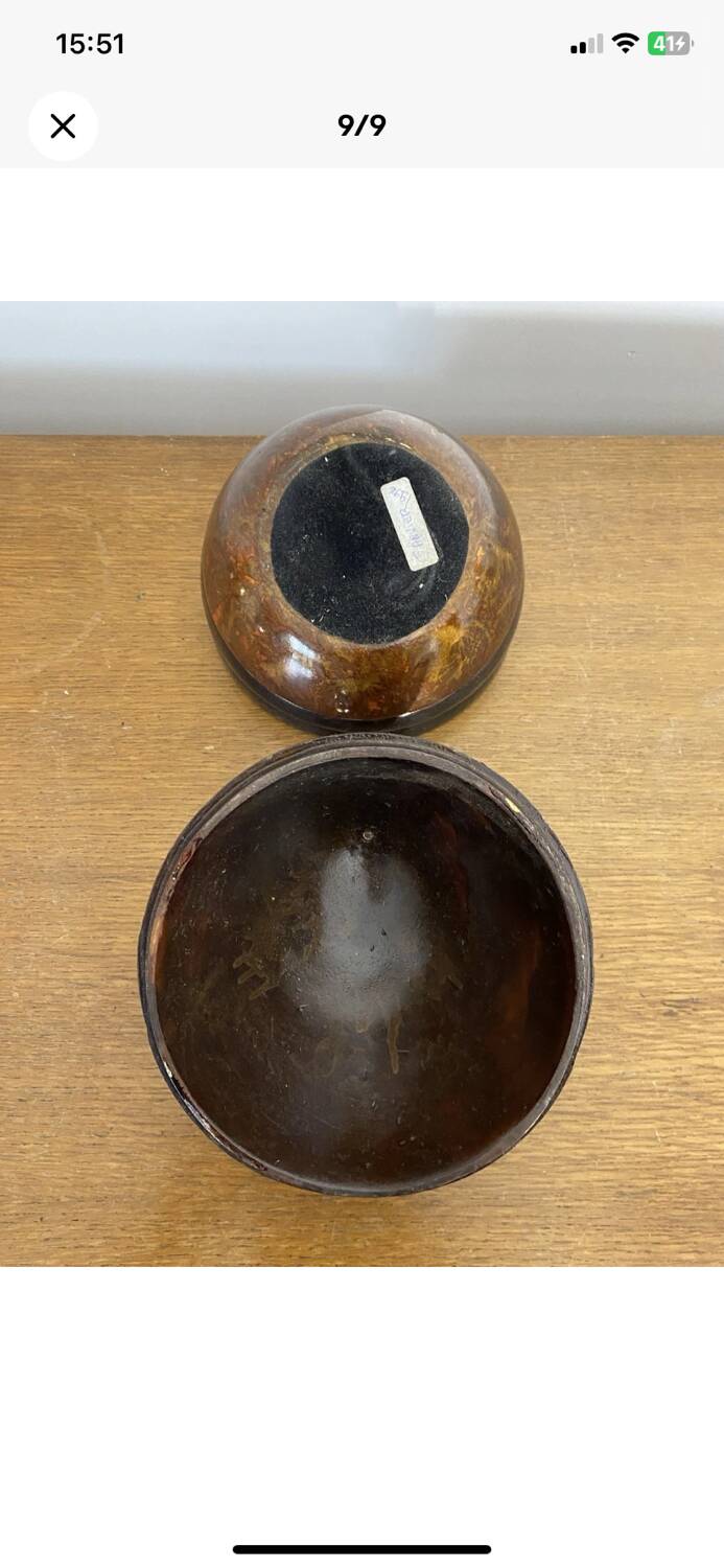 Antique Coconut Ice Bucket 50s Vintage