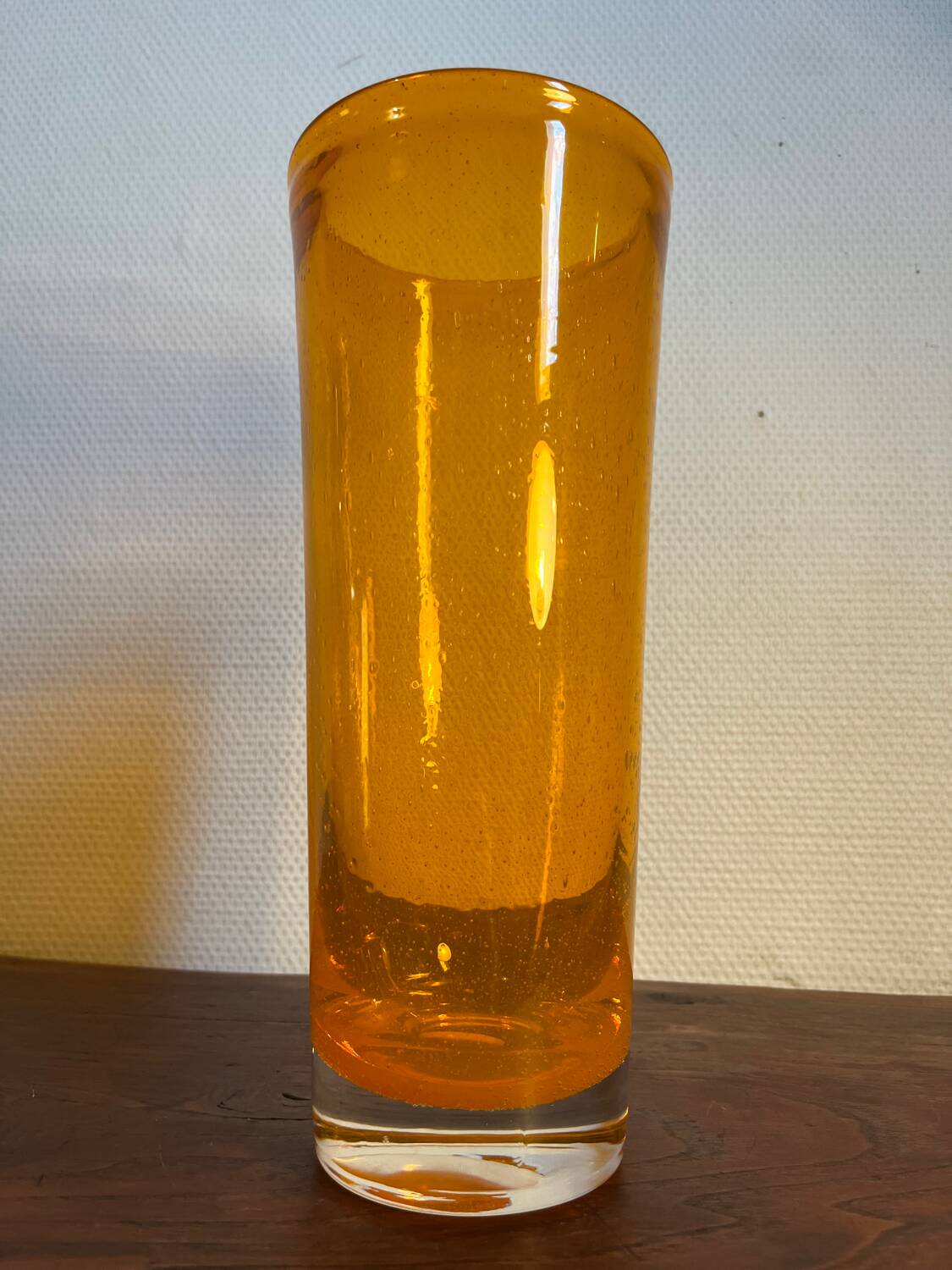 Vase année 80 verre bullé