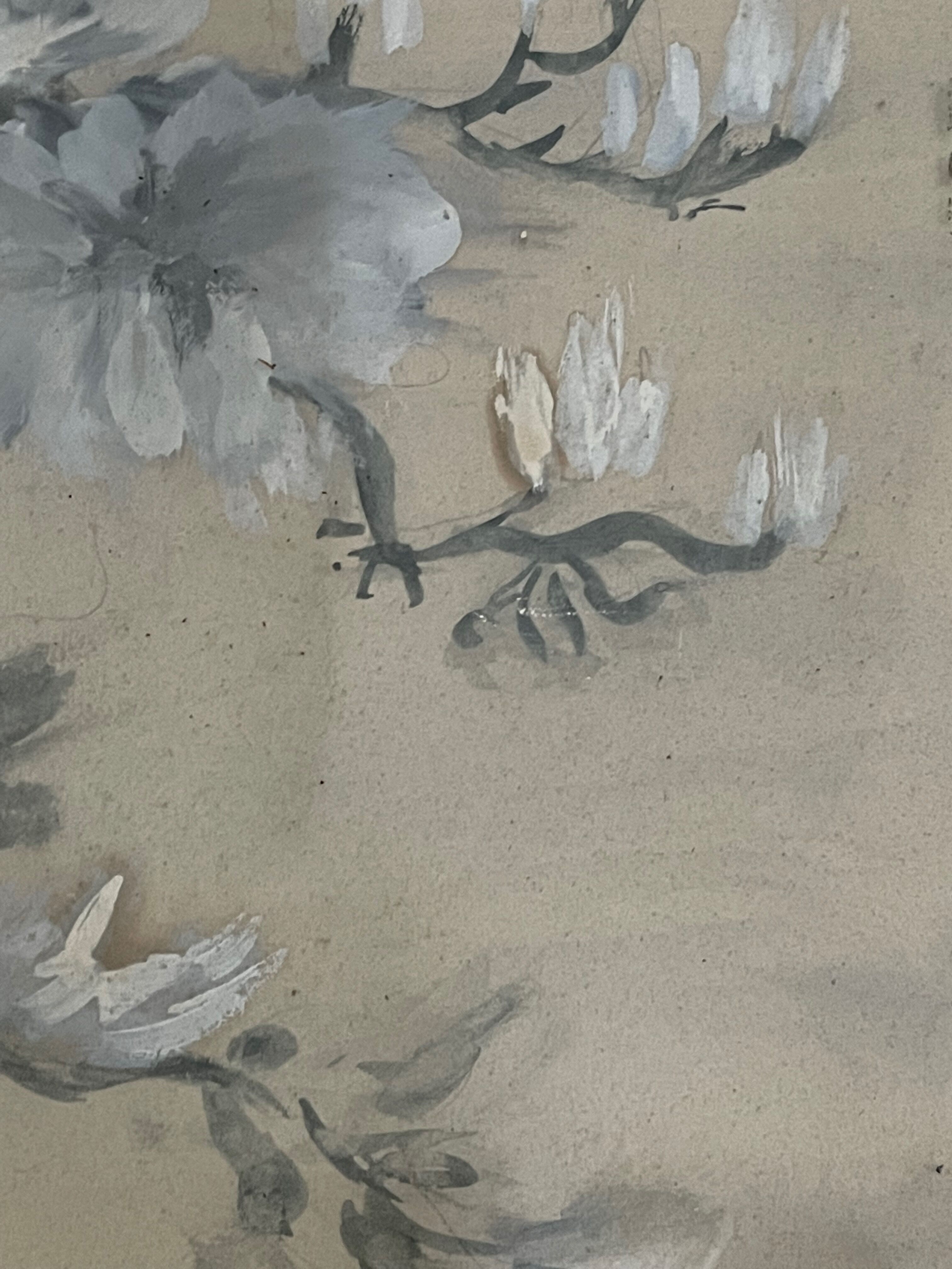 Painting old henry Léon Jacquet, The Water Lilies Still-Life