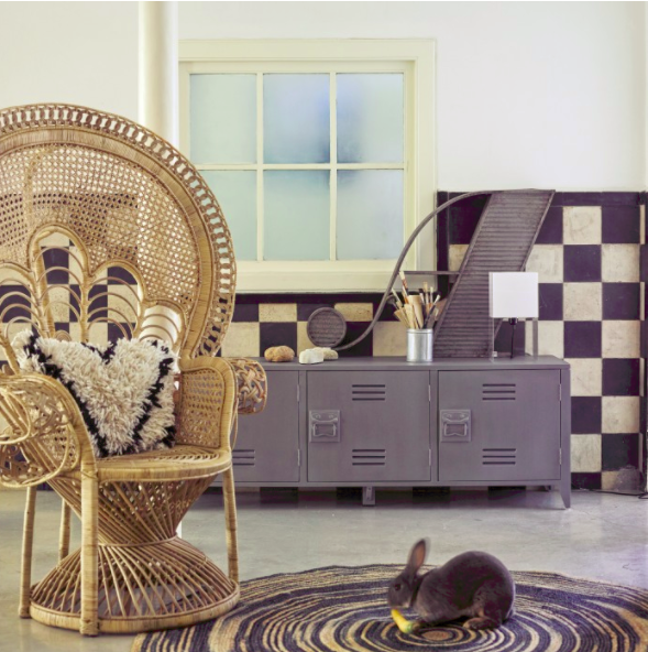 Fauteuil peacock en rotin vintage 1970