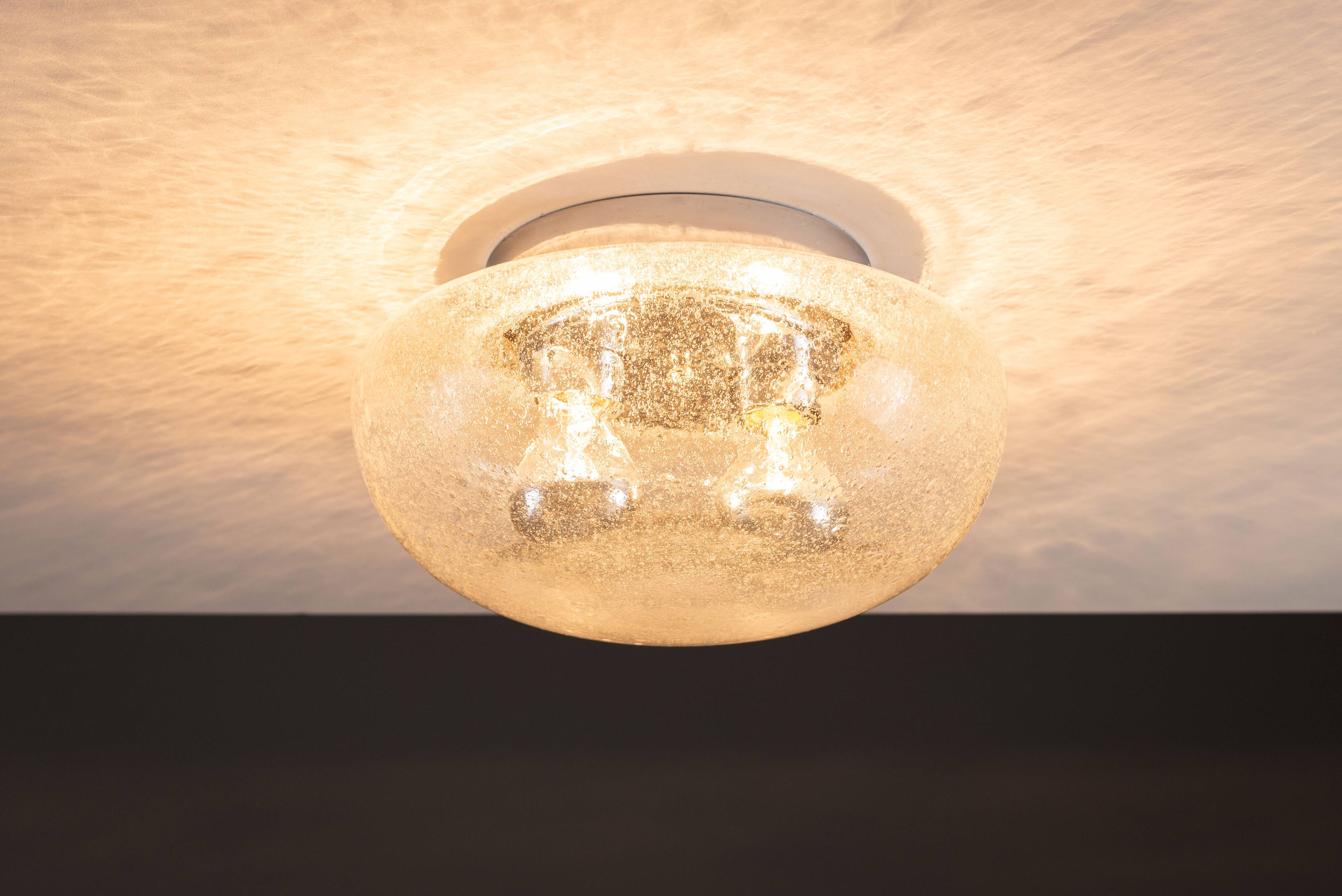 Bubble glass and chrome ceiling lamp