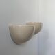 Pair of vintage wall lights, beige porcelain, France 1970