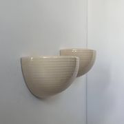 Pair of vintage wall lights, beige porcelain, France 1970