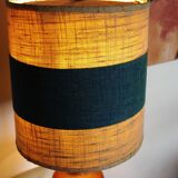 Vintage two-tone teak and linen desk lamp by fog et morup denmark 1960s