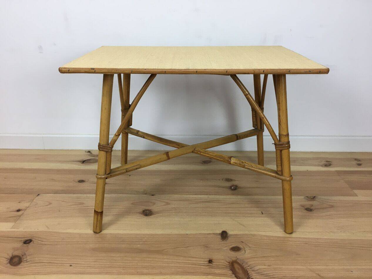 Table d'appoint en rotin vintage, années 60