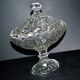 Large oval bonbonnière/dragee dish in molded crystal with diamond and pearl decoration, circa 1900