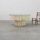 Monumental dining table with glass top and macramé, Italy