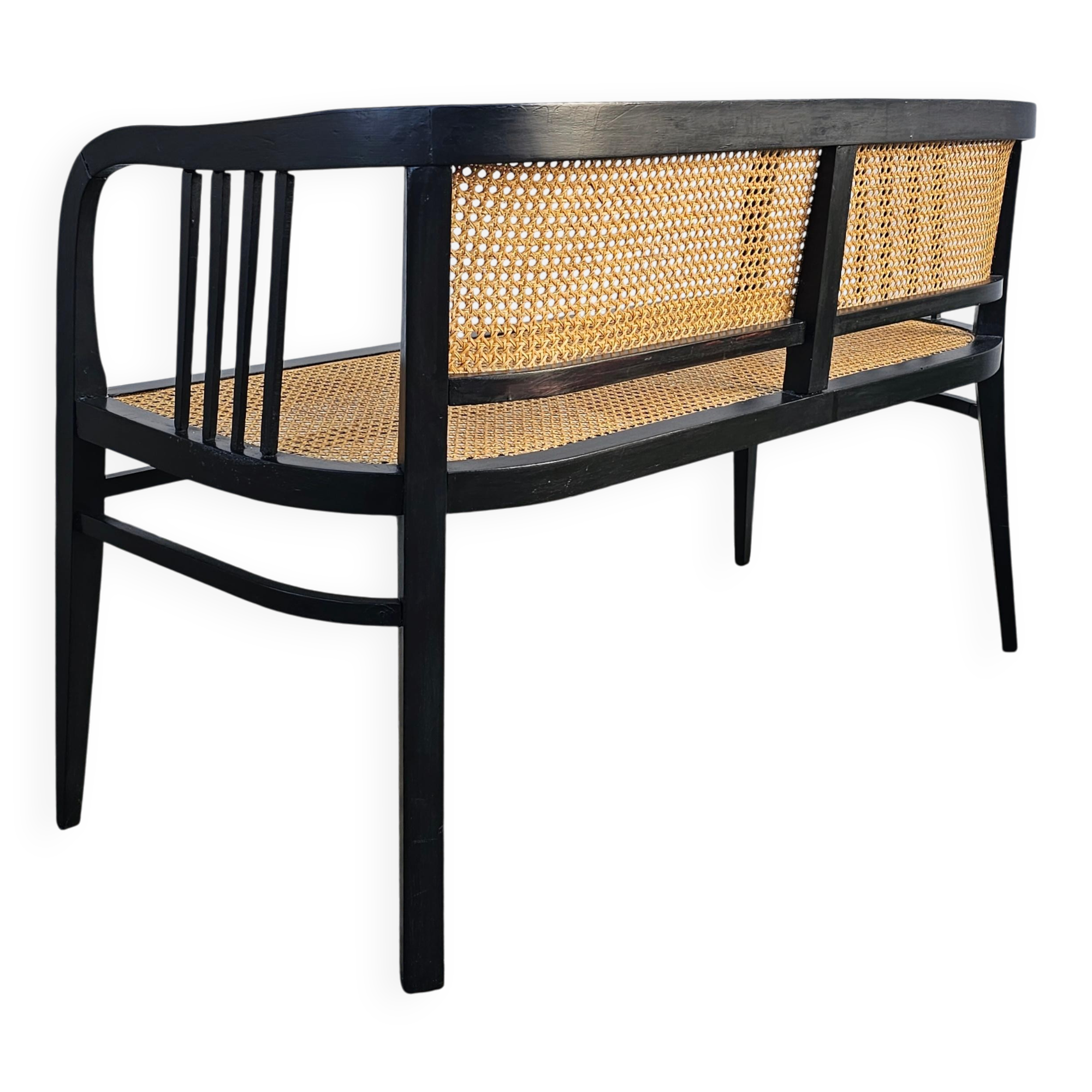Vienna Secession beech canapé with cane seat and backrest.