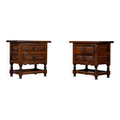 Tables de nuit espagnoles en noyer - Espagne années 1900