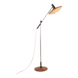Large tilting floor lamp in steel and teak by Georges Frydman 1960.