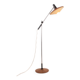 Large tilting floor lamp in steel and teak by Georges Frydman 1960.