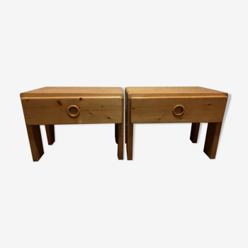 Pair of bedside pine designer Charlotte Perriand 1960