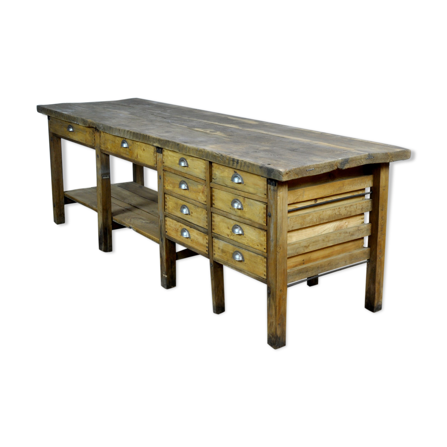 Table de travail industrielle en bois, années 1950