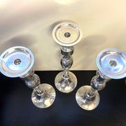Set of Candle Holders Candelabra Torch Candle Holders Polished Brushed Aluminium