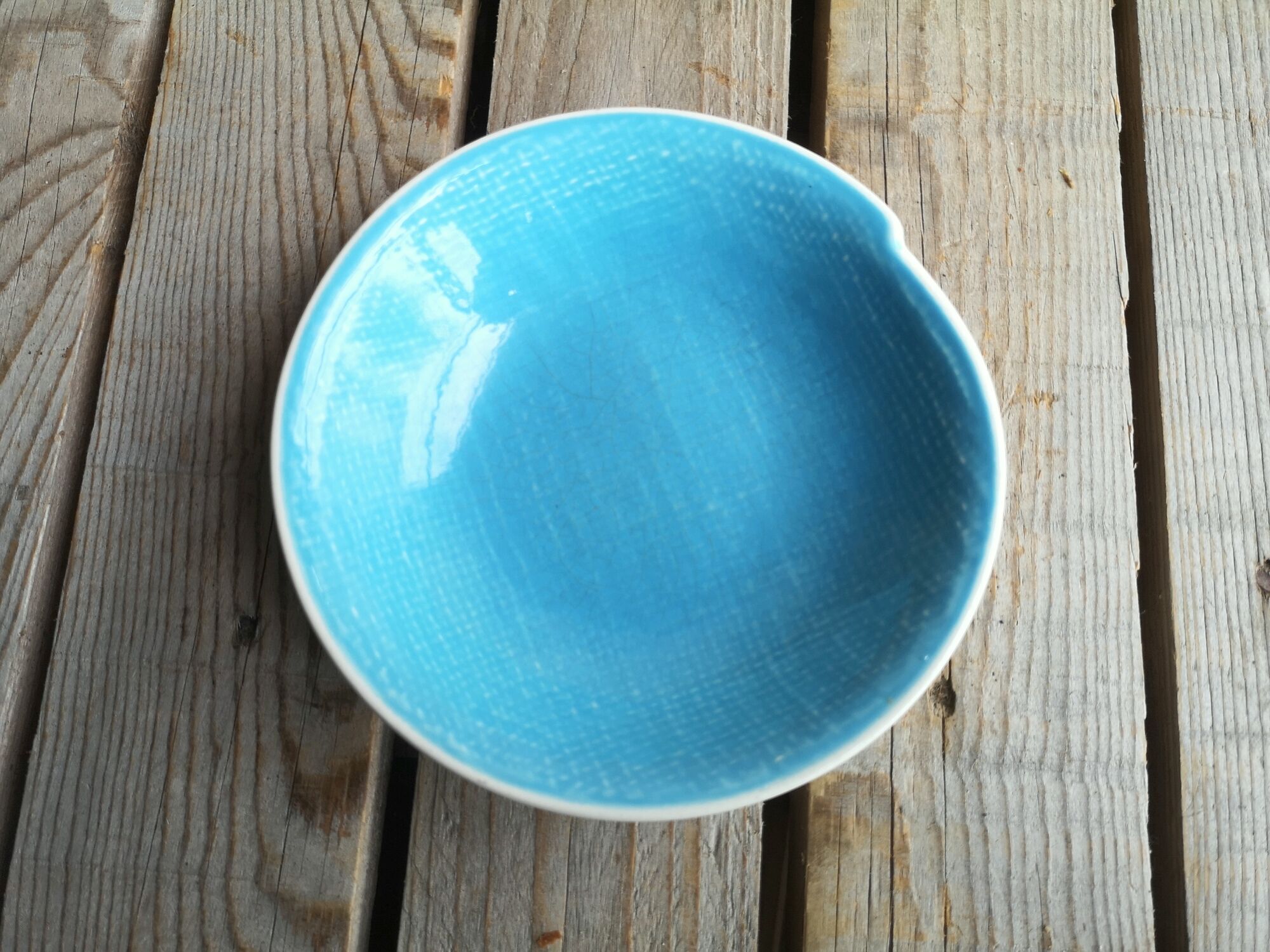 Blue Saucer in Faience from Salins Collection Deauville