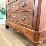 Louis-Philippe walnut commode with marble top and pediment mirror –