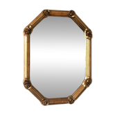 Vintage octagonal giltwood bevelled mirror with rose accents