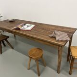Farmhouse table with spindle legs in solid beech and ash