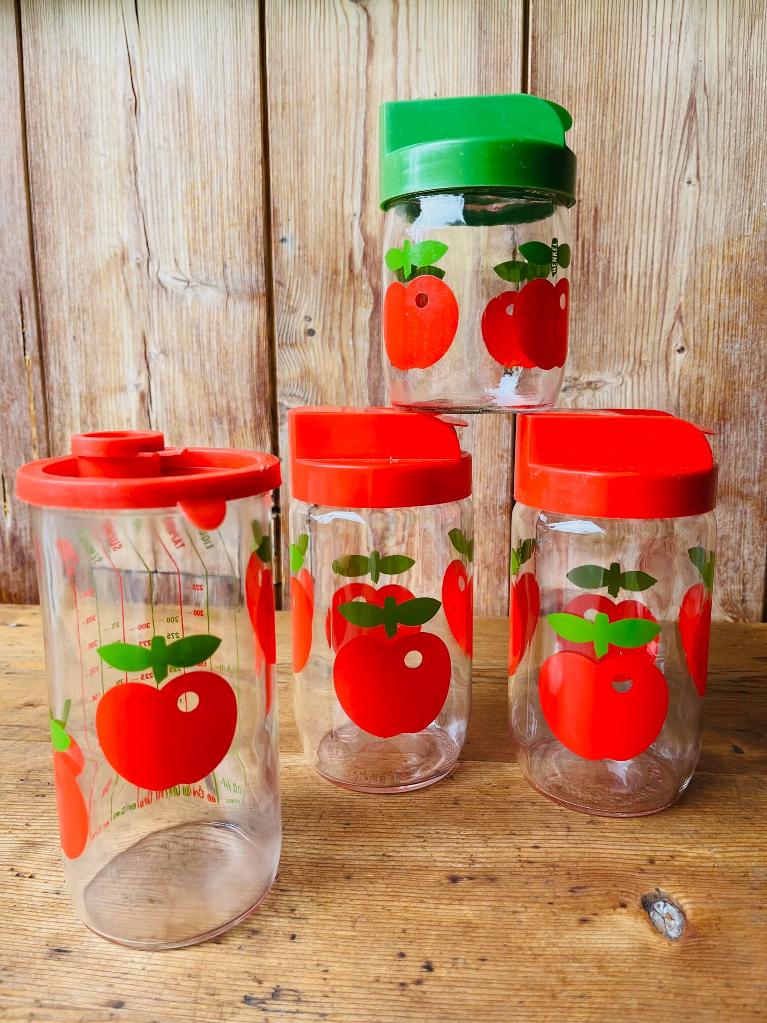 Henkel vintage apple glass jar set