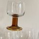 6 medium antique seventies stemmed glasses, amber brown base, wine or water