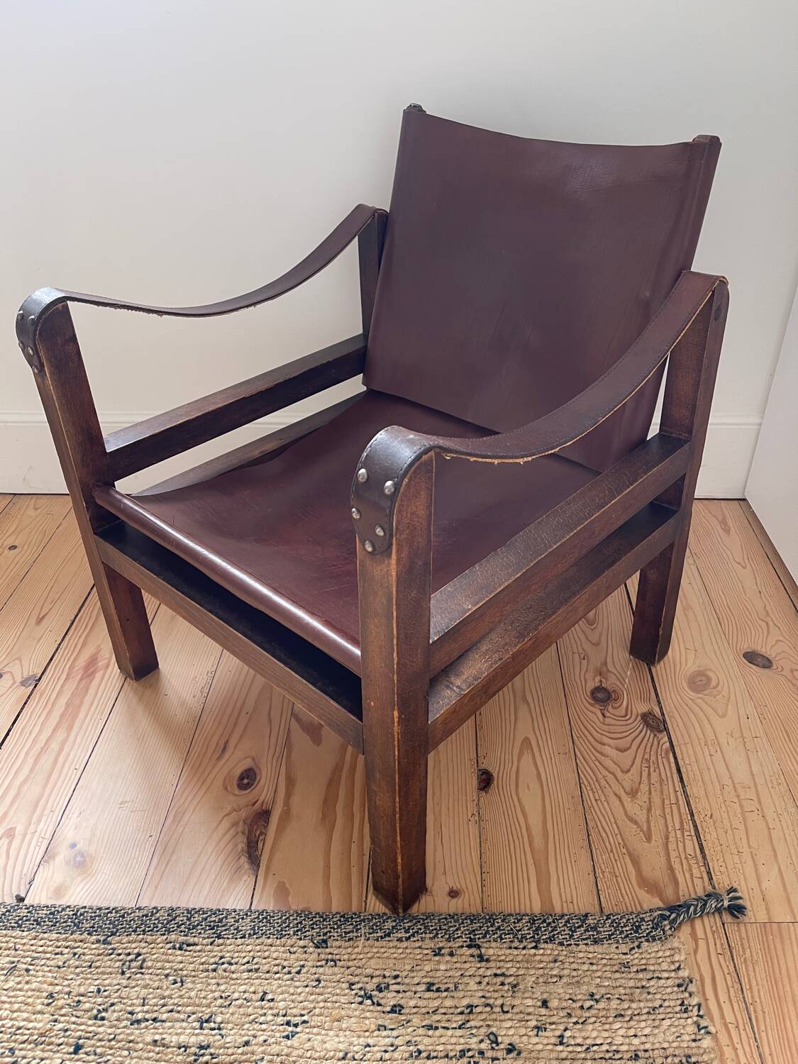 Vintage leather Safari armchair