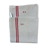 2 old linen tea towels monogrammed BS