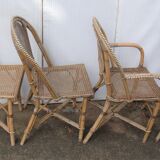 Set of chairs and cannate armchairs of bistro terasse de bar