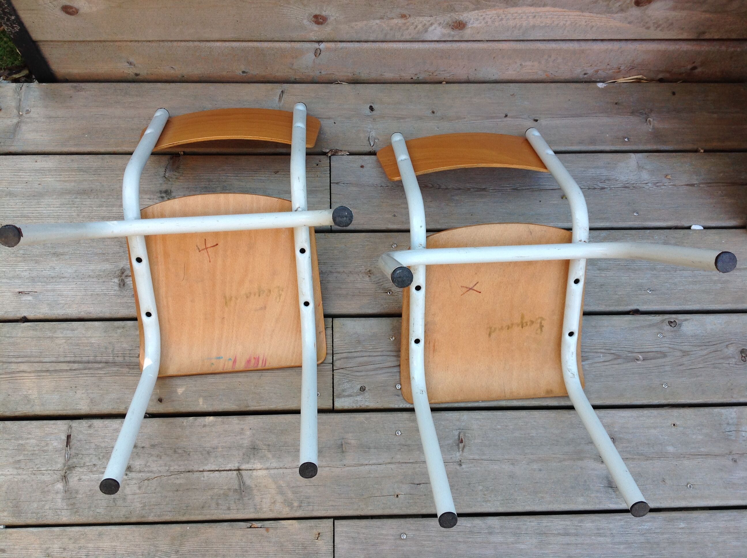 Duo of child school boy chairs