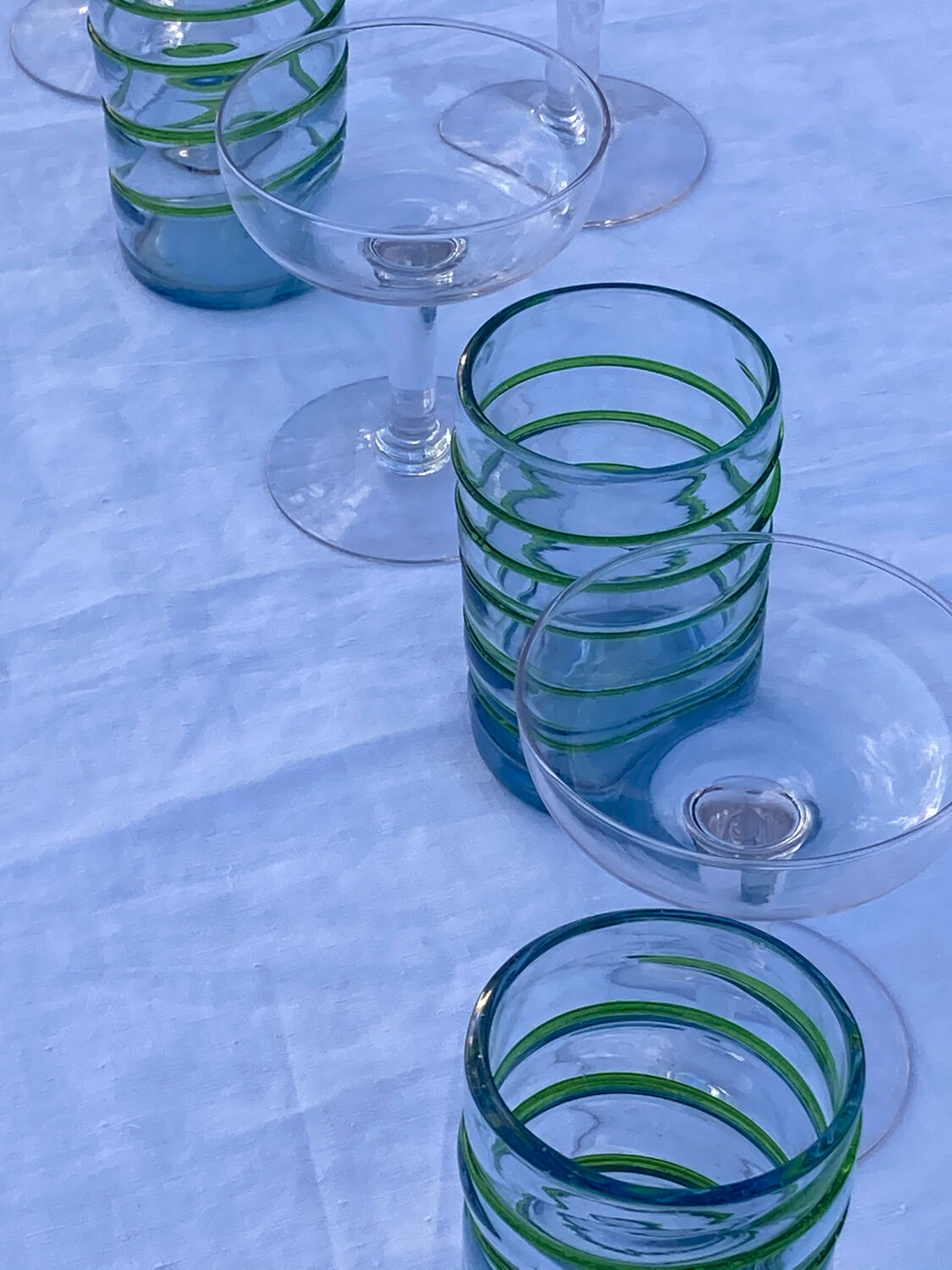 Set of 3 blown glasses