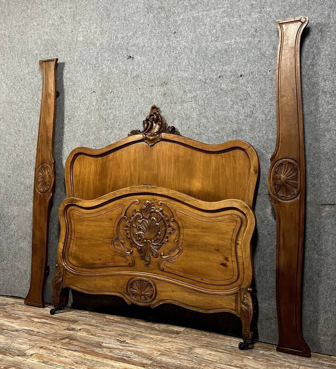 Louis XV Rocaille center bed in walnut circa 1880
