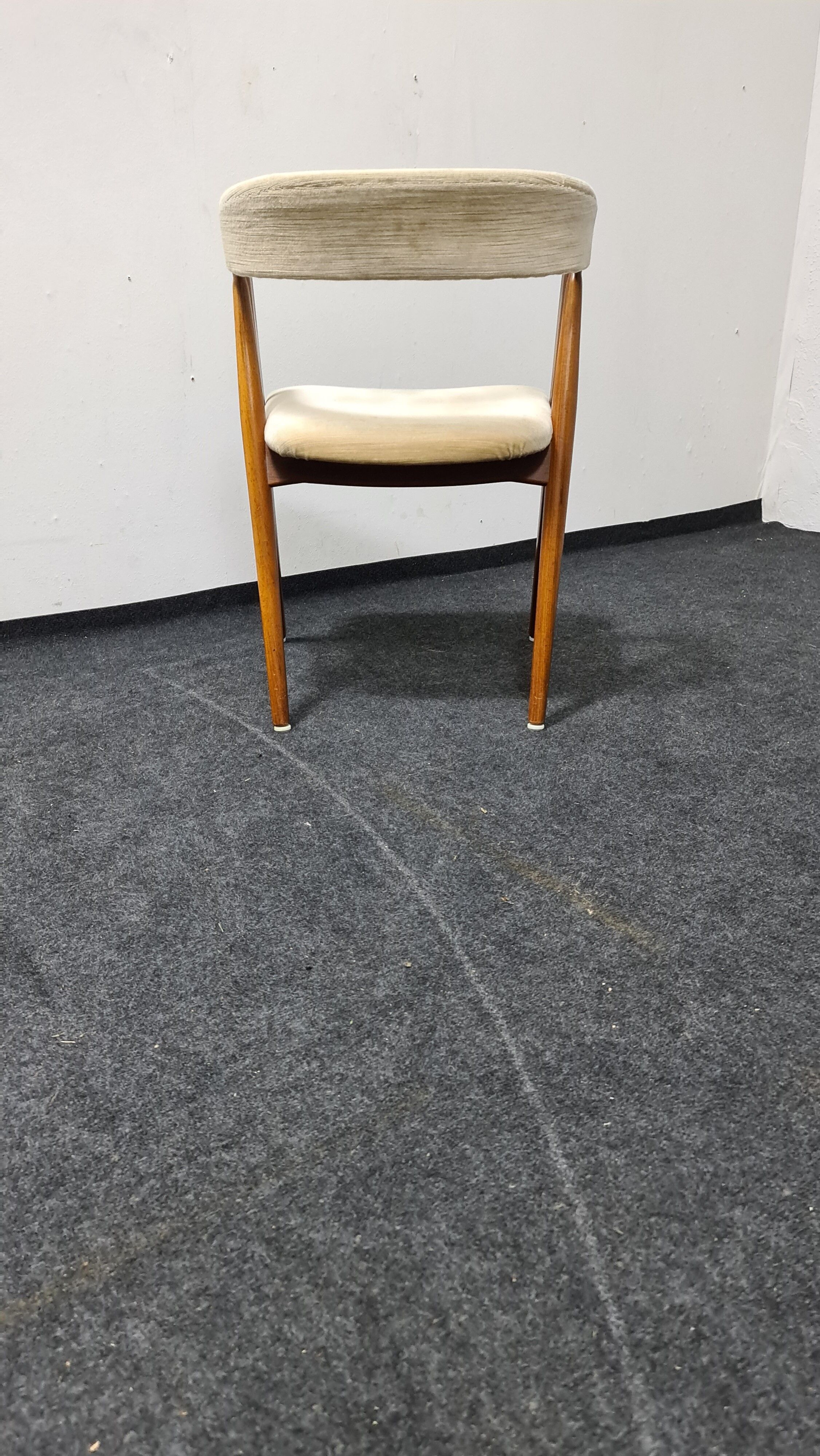 Vintage velvet teak arm chair