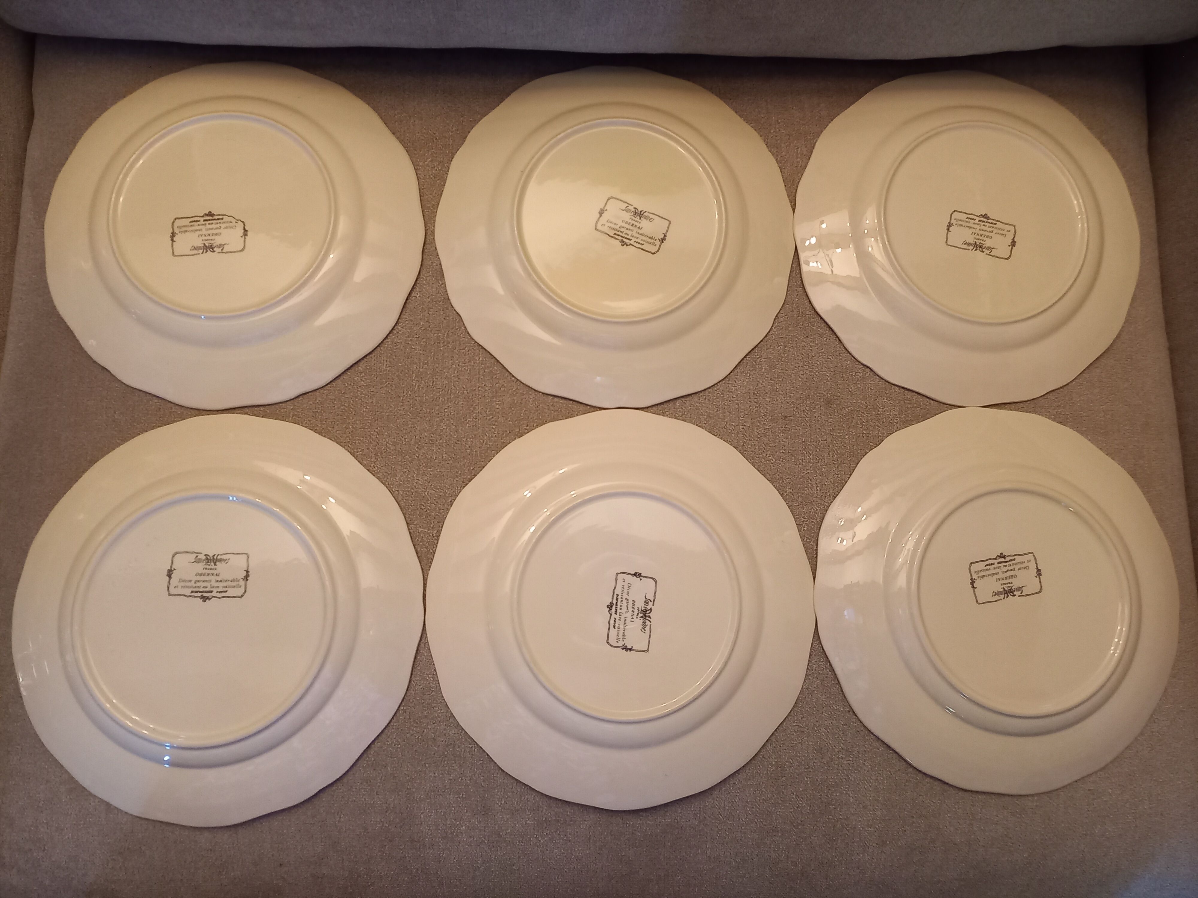 6 flat plates Sarreguemines Obernai décor Alsace
