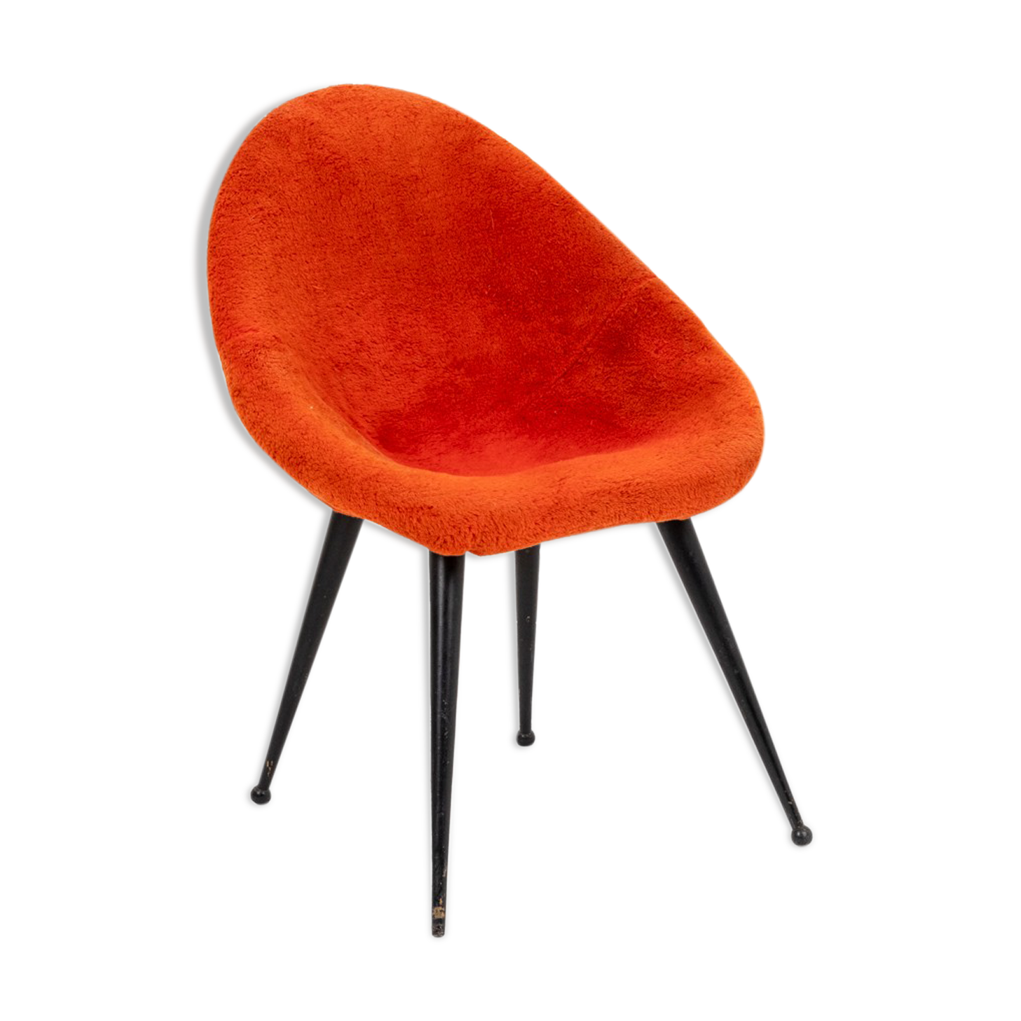 Black lay metal egg-shaped chair, 1950s