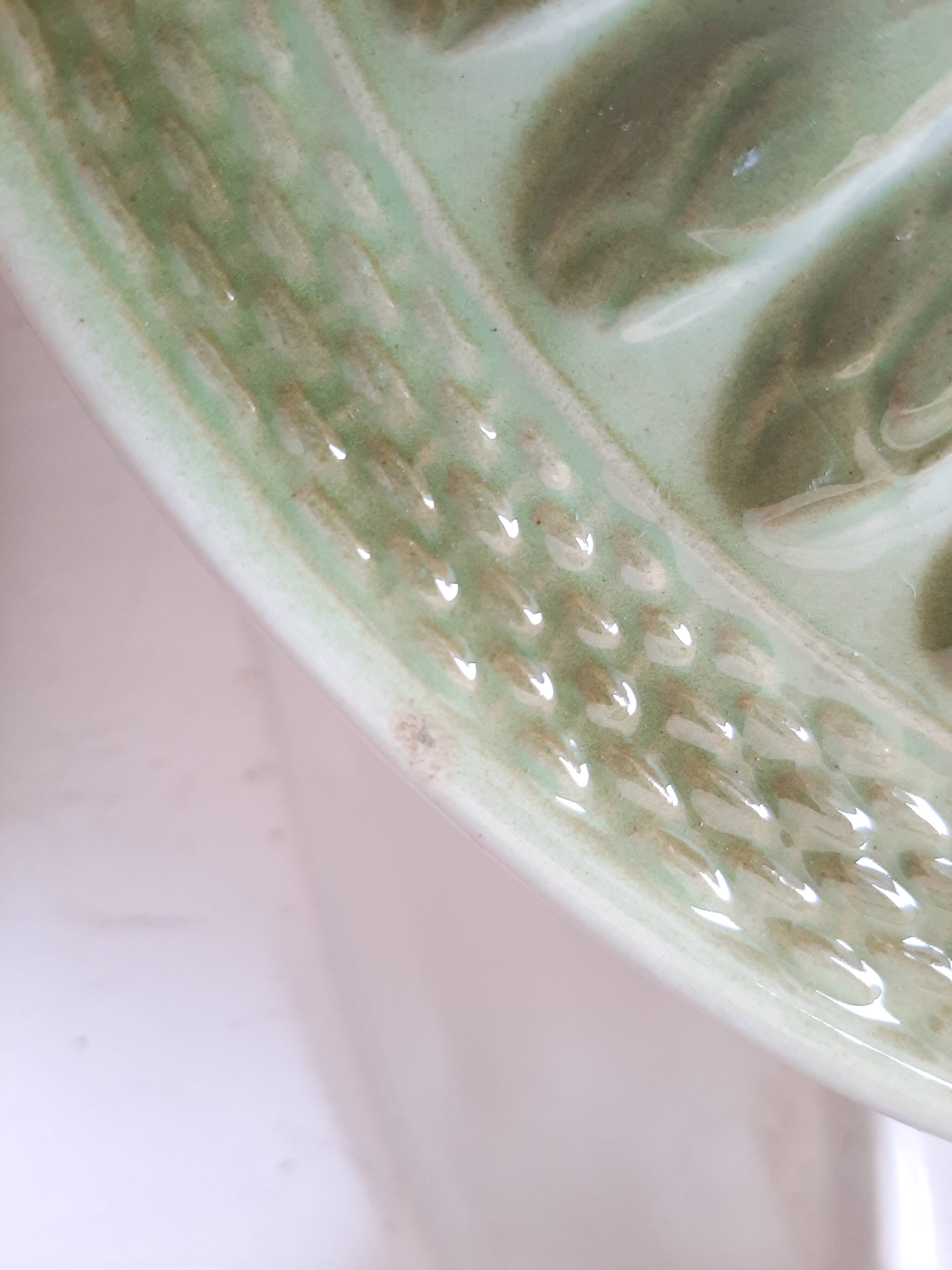 Asparagus service in green earthenware Moulin des Loups Orchies