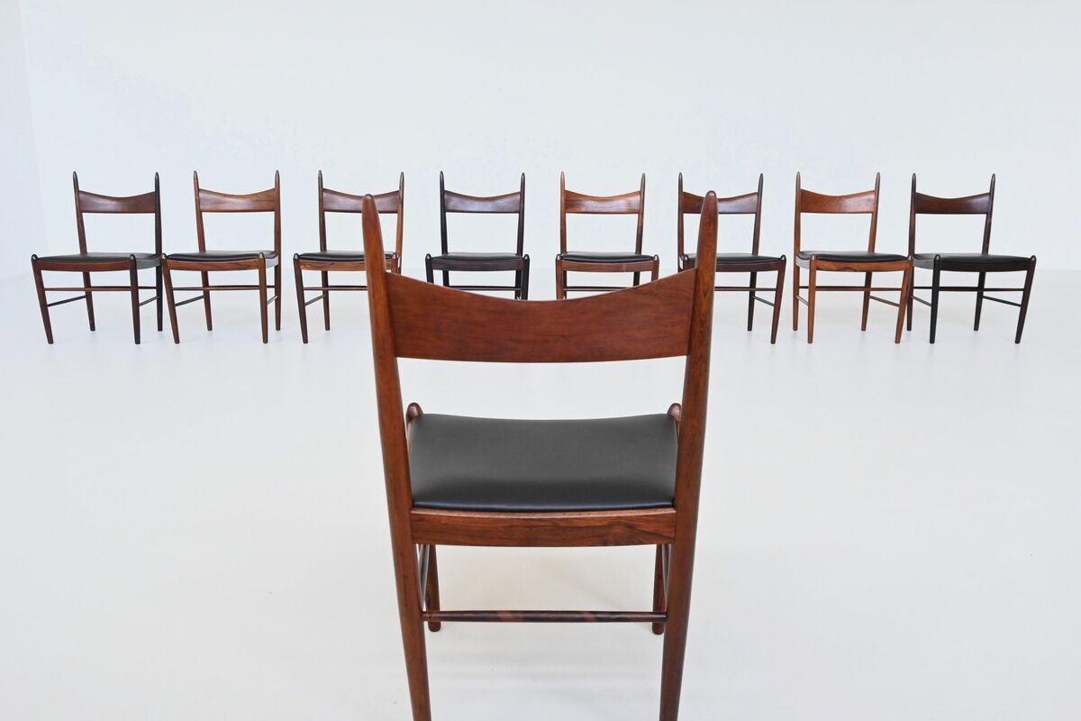 H. Vestervig Eriksen set of nine dining chairs rosewood Tromborg Denmark 1960