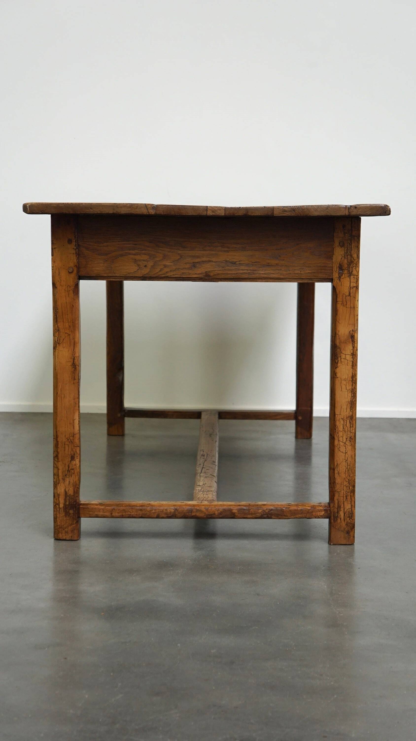 Beautiful antique French dining table with perfect dimensions and handy hooks