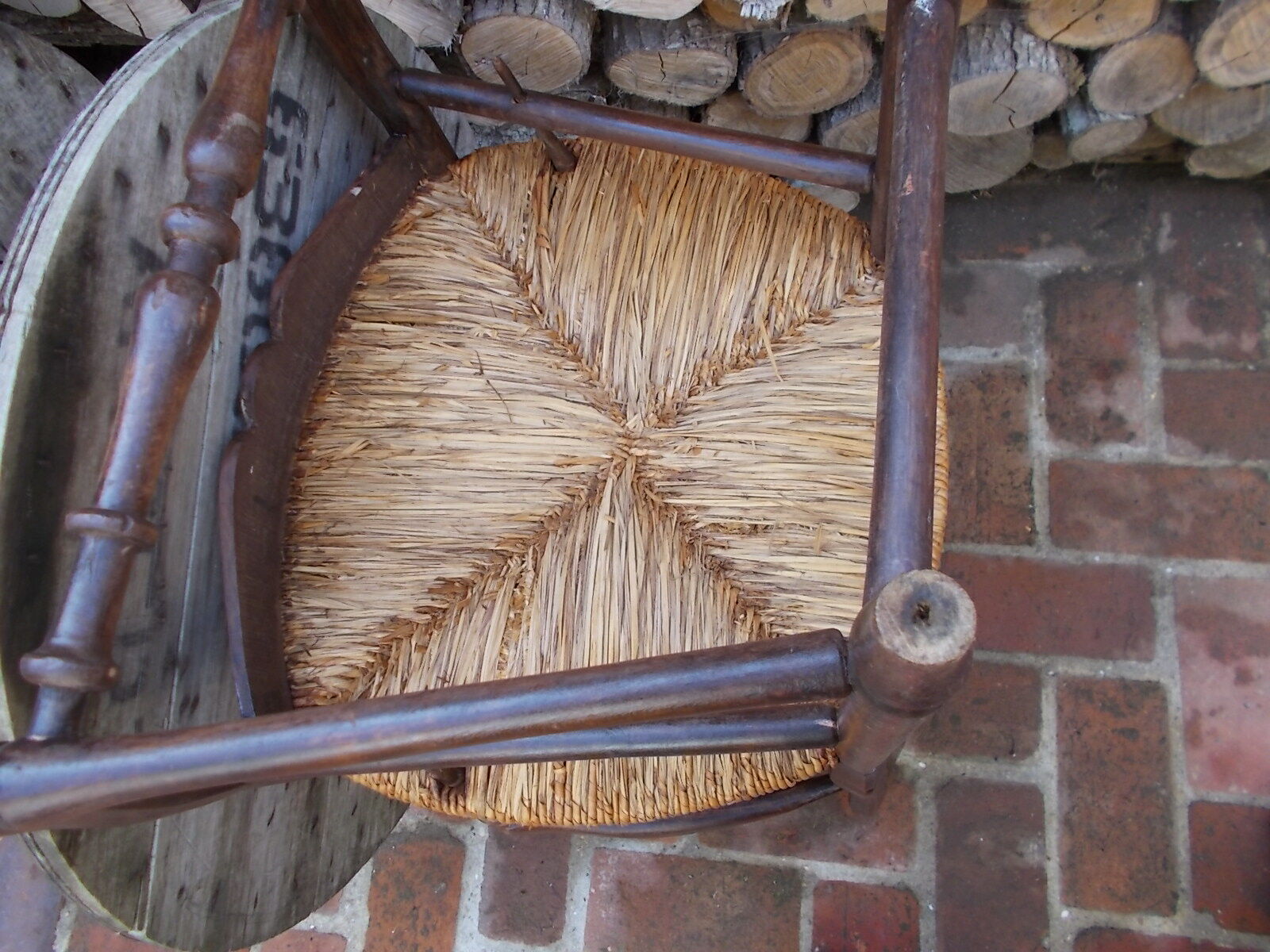 Pair of Provençal-style armchairs seaters in straw
