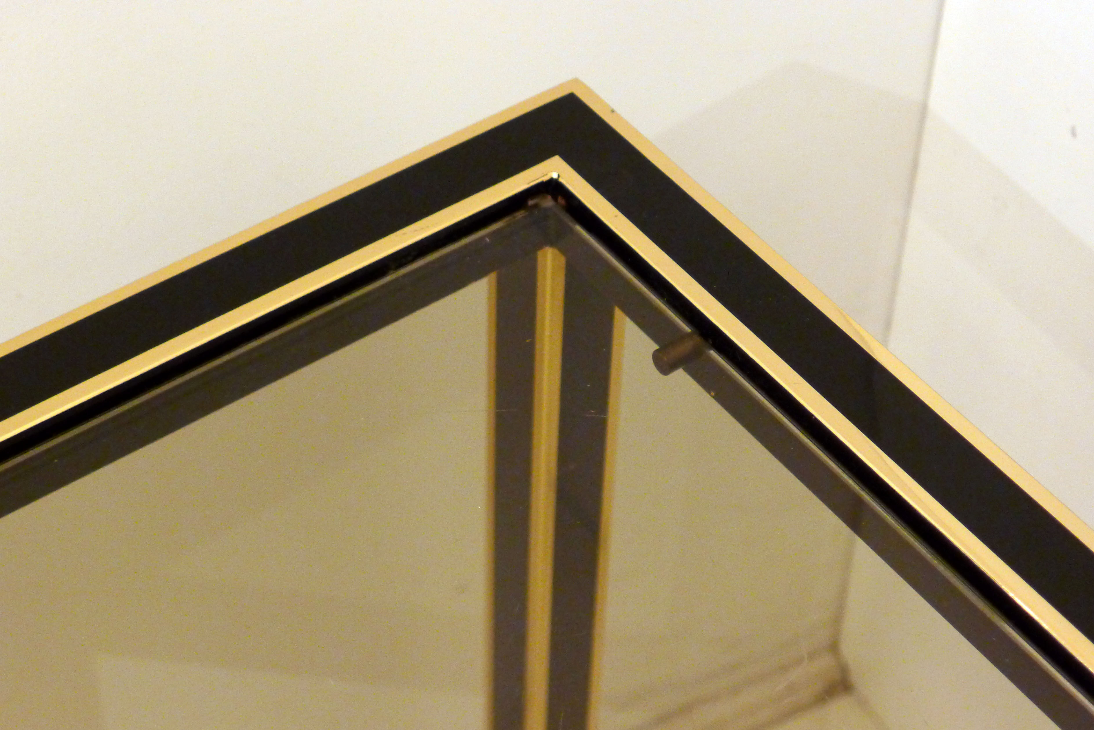 Pair of black & gold trundle tables 1970'