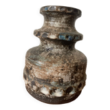 Vase émaillé West Germany brun avec accents bleus