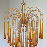 Orange water drop chandelier 70s