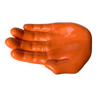 Orange ceramic hand empty pocket design 1980s