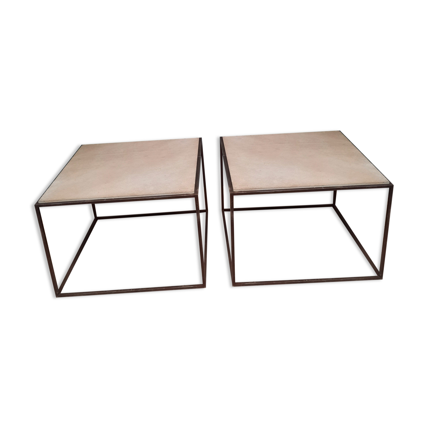 Pair of metal and cement sofa tips