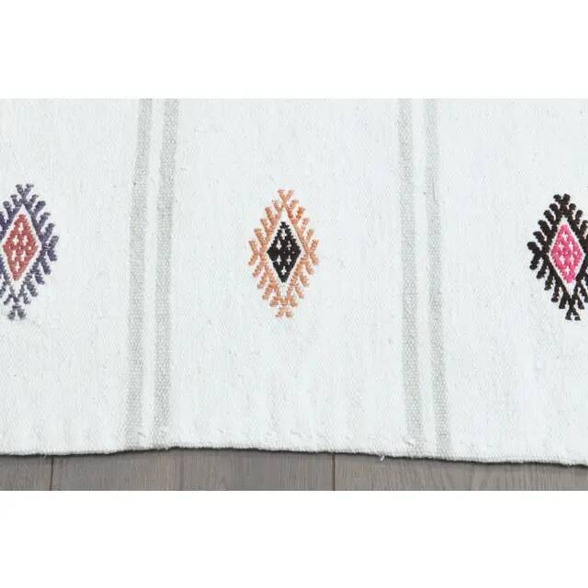 1970s Vintage Turkish Handmade Wool & Cotton Beige Runner Rug 76x228