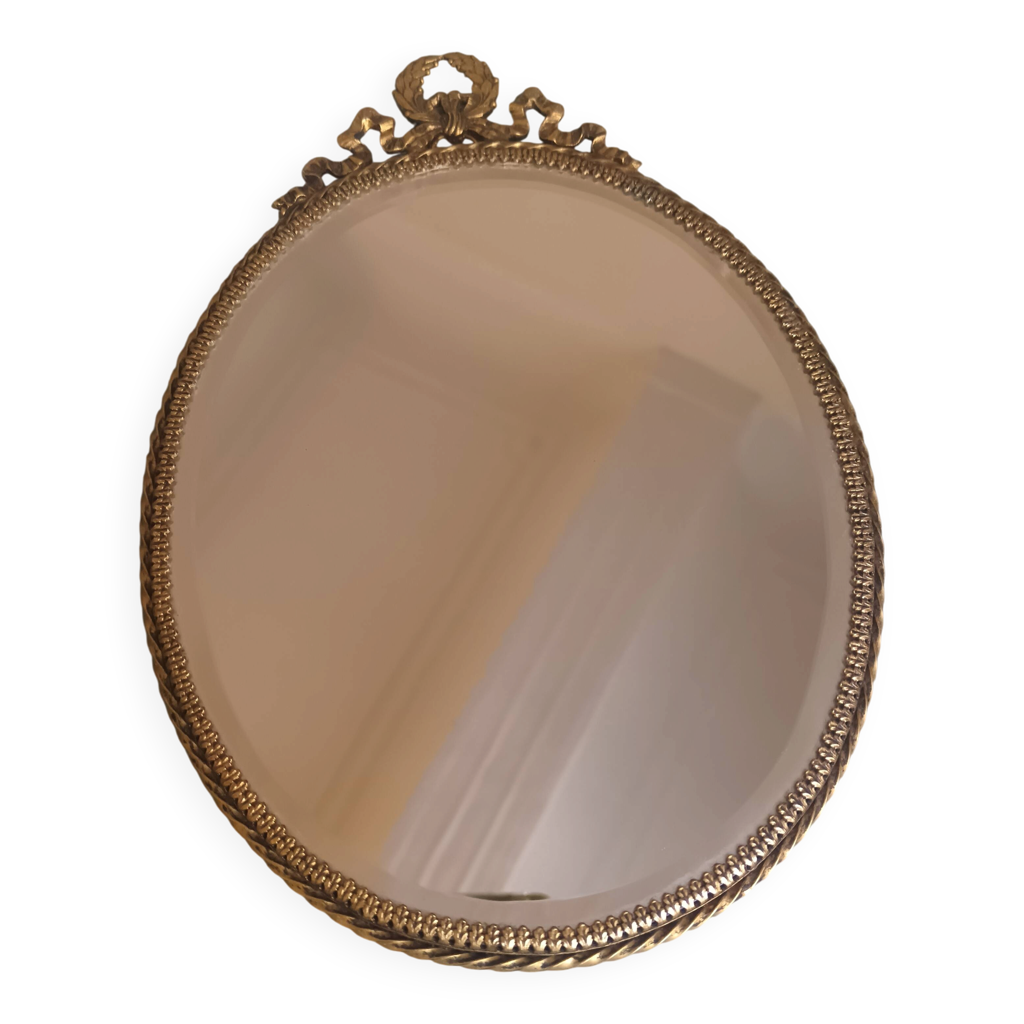 Miroir ancien ovale et doré