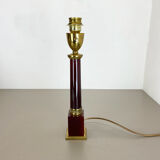 Rare Modernist Red Catalina and Brass Tube Table Light, Italy, 1960s