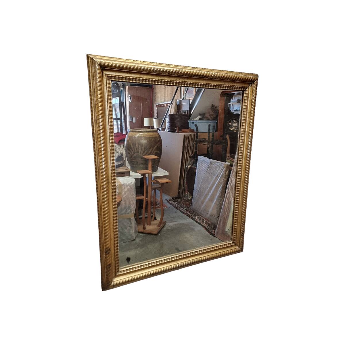 Miroir antique français à cadre doré en ondulation, fin des années 1800