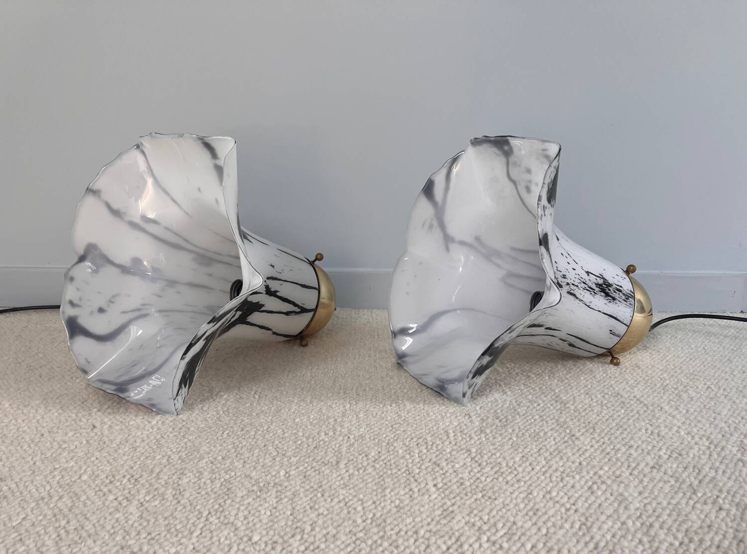 Glass pendant lights by Peill & Putzler, Petunia model 1970