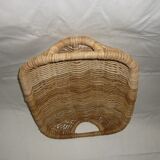 Large flat wicker basket 2 handles